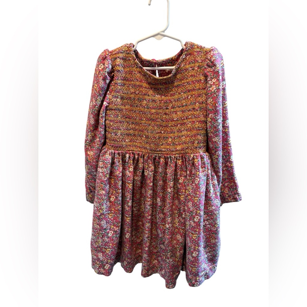 Mini Boden Shirred Bodice Long Sleeve Floral Spring Dress Girls 5-6 - Picture 5 of 10